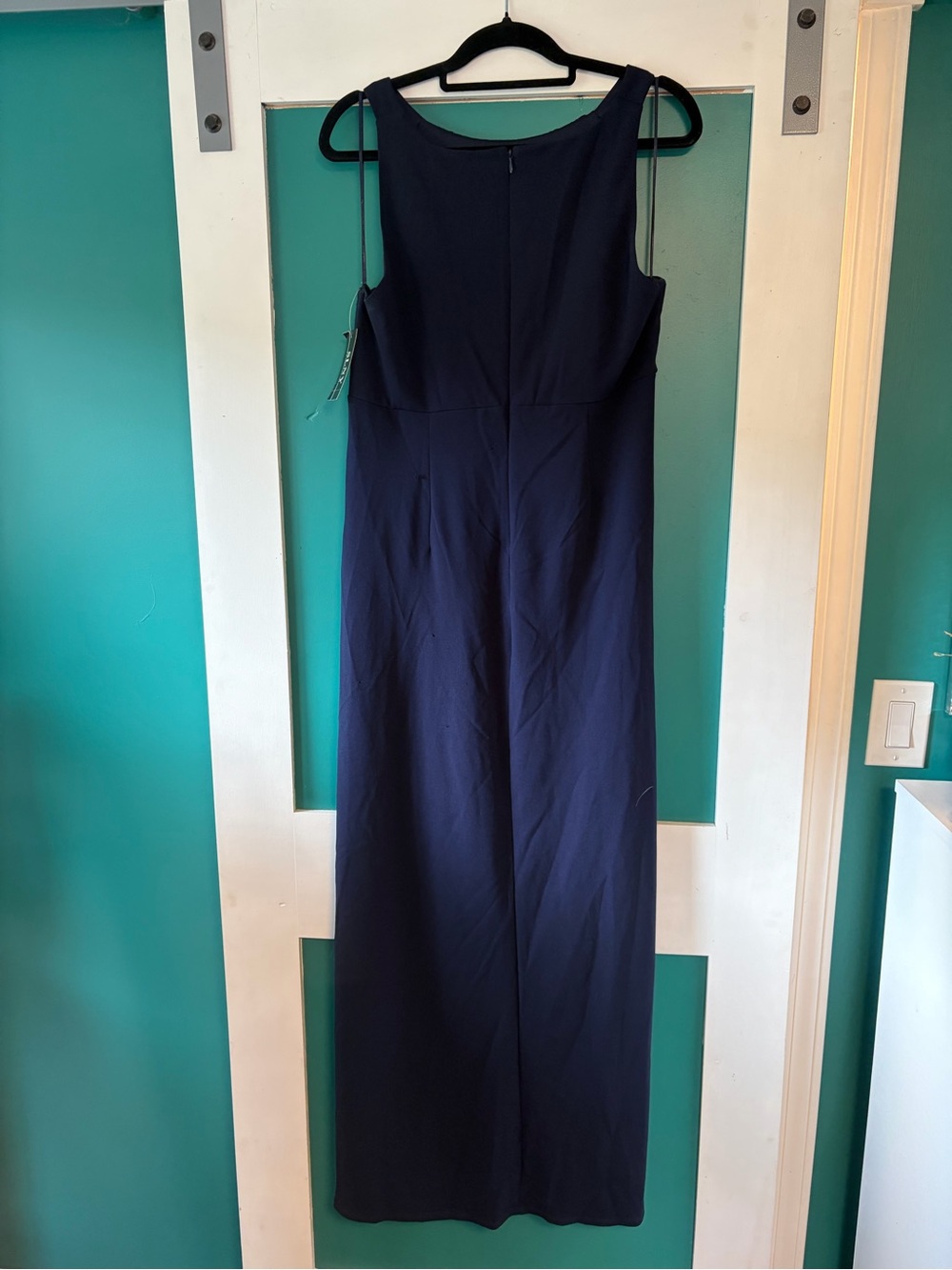 Navy Floral Lace A-Line Evening Dress - Picture 3 of 3